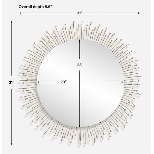 dimension image slide 0 of 2, Uttermost Aga Round Gold Mirror - 31'' H X 31'' W X 5.5'' D