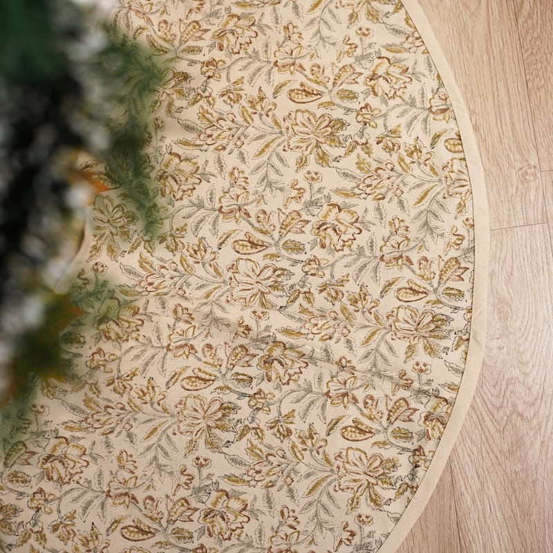 Fabdivine Cotton Christmas Tree Skrit Office Decor Block Print Holiday Gift