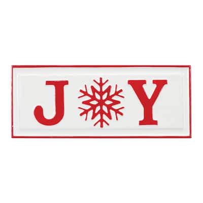 Set of 2 "Joy" Snowflake Christmas Wall Signs 15.75"