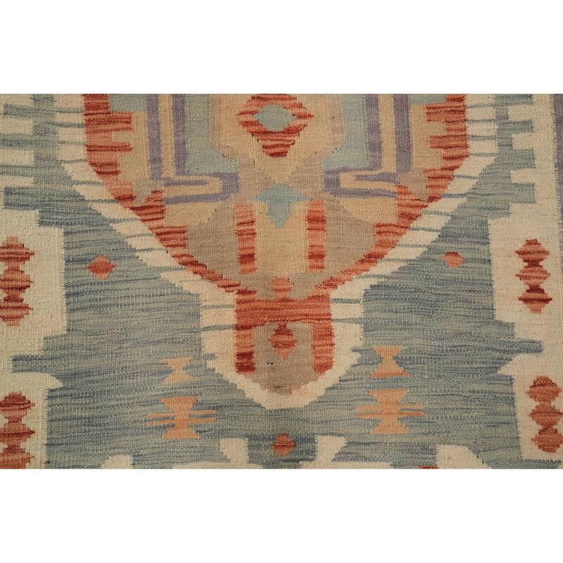 Hand Woven Oriental 100% Wool Carpet Southwestern Tribal Multi-Colored Kilim Area Rug - 6' 9'' X 4' 9''