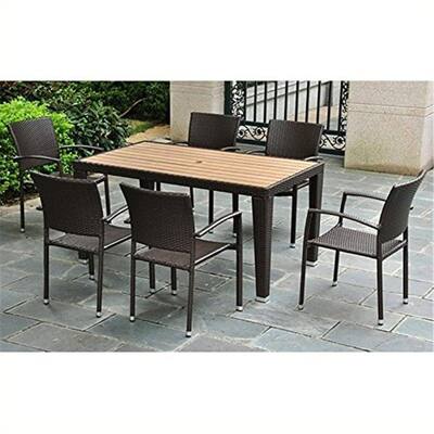 Hollywood Regency Dining Set - Square Wicker Patio Table & 4 Chairs
