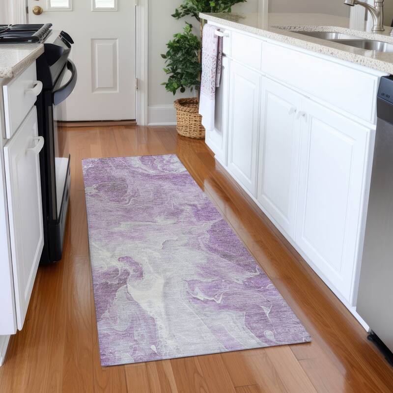 Premium Washable Super Soft Modern Chic Mayfield Rug - Lavender - 2'3" x 7'6"