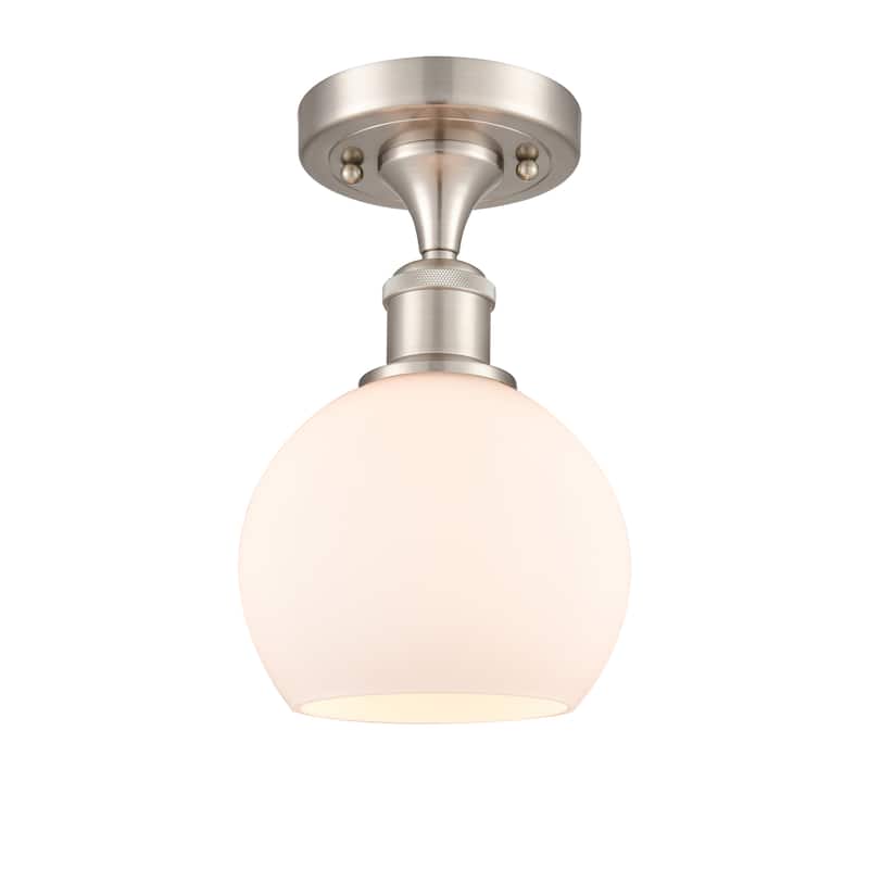 Innovations Lighting Athens - 1 Light 6" Semi-Flush Mount - Matte White/Brushed Satin Nickel