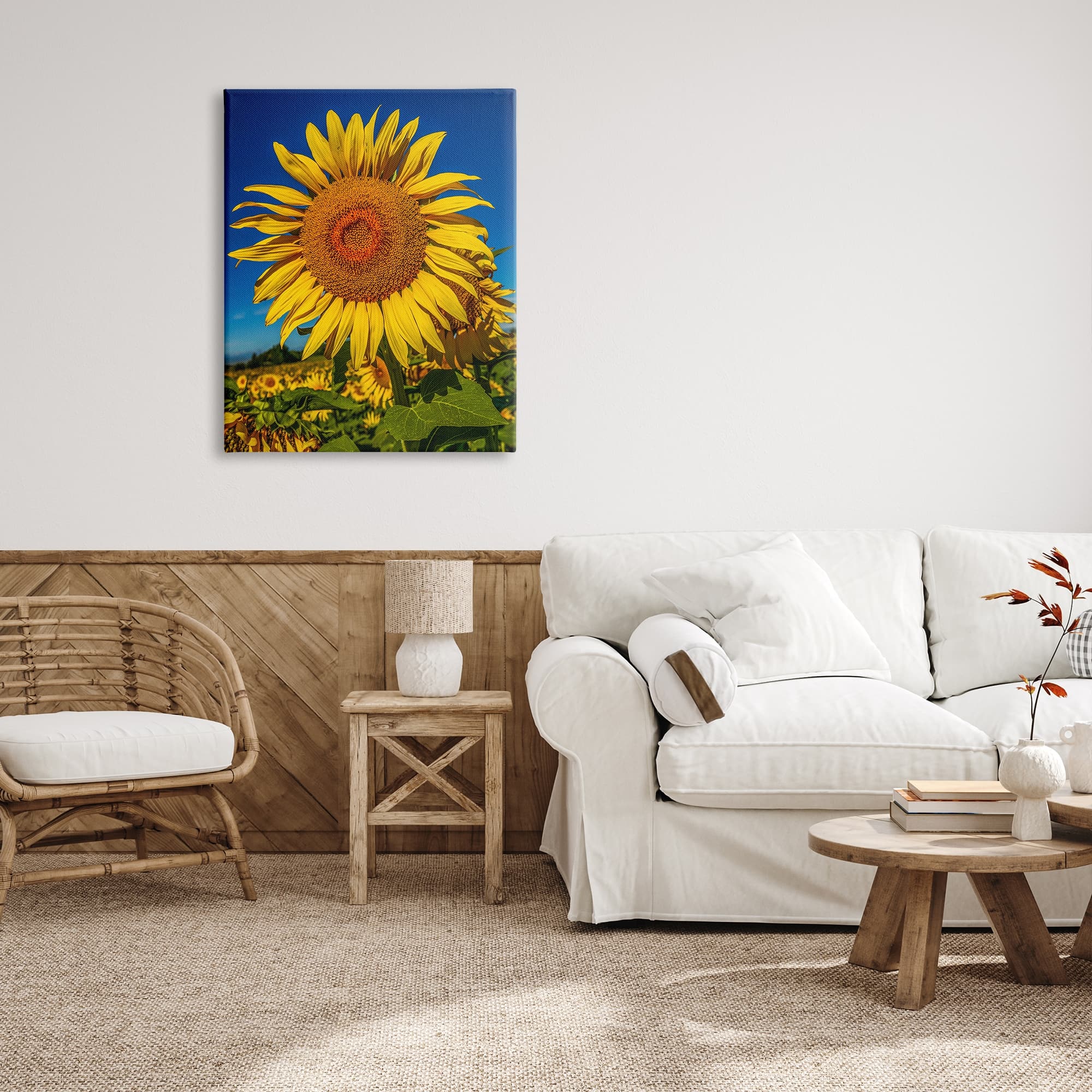 Stupell Summery Sunflower Plant Blooming Summertime Clear Sky Canvas ...
