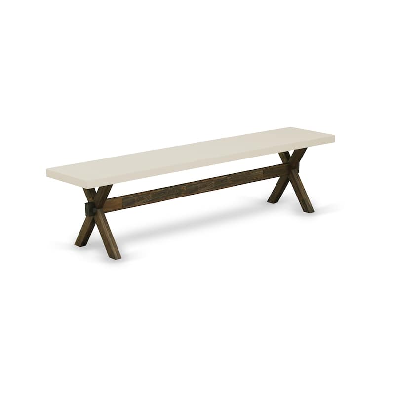 East West Furniture X-Style Modern Dining Bench with Wooden Seat, 72x15x18 Inch, Multi-Color (Finish Options)