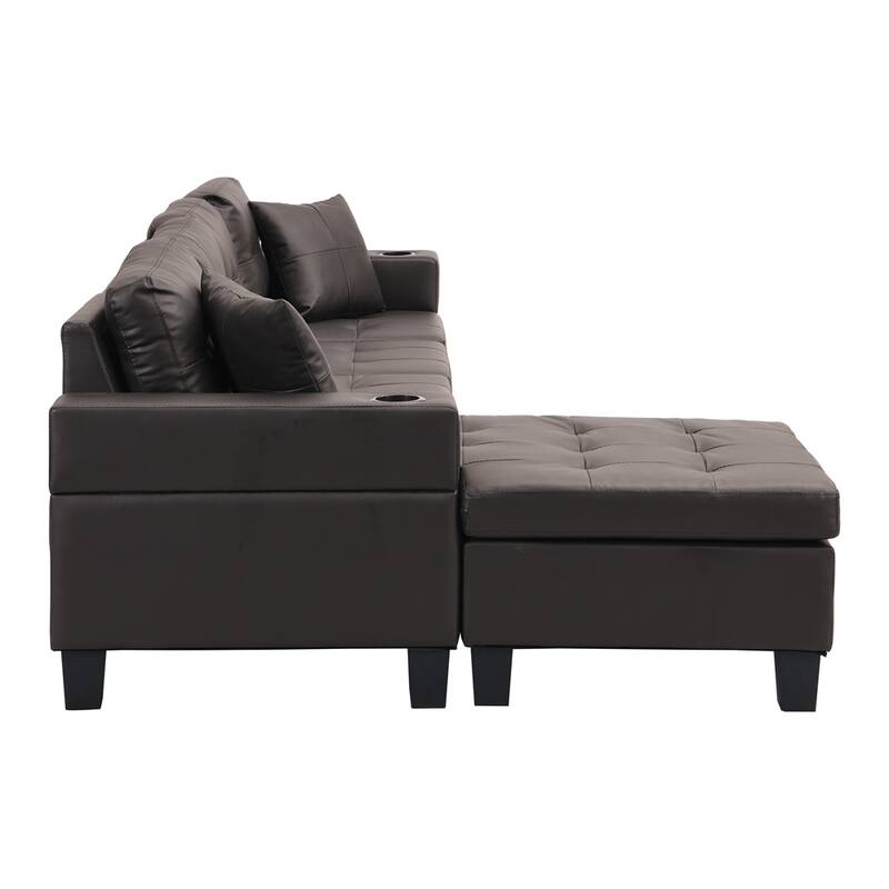 Sectional Sofa Set for Living Room w/L Shape Chaise Lounge,Cup Holder
