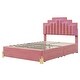 preview thumbnail 4 of 52, Velvet LED Upholstered Platform Bed with RGB Lights