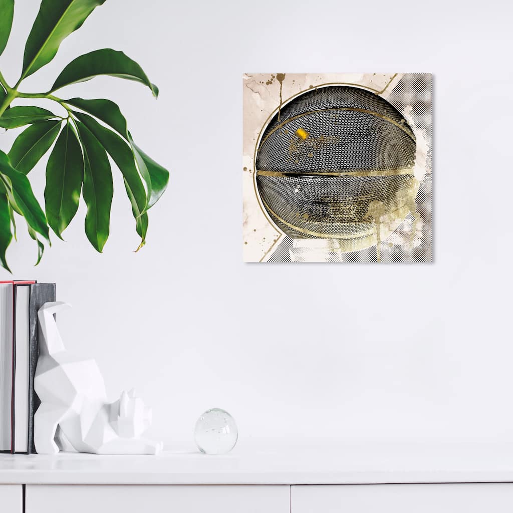 Wynwood Studio Prints Sports and Teams For a Basketball Game Black and Metallic Gold Glam Wall Art Canvas Print