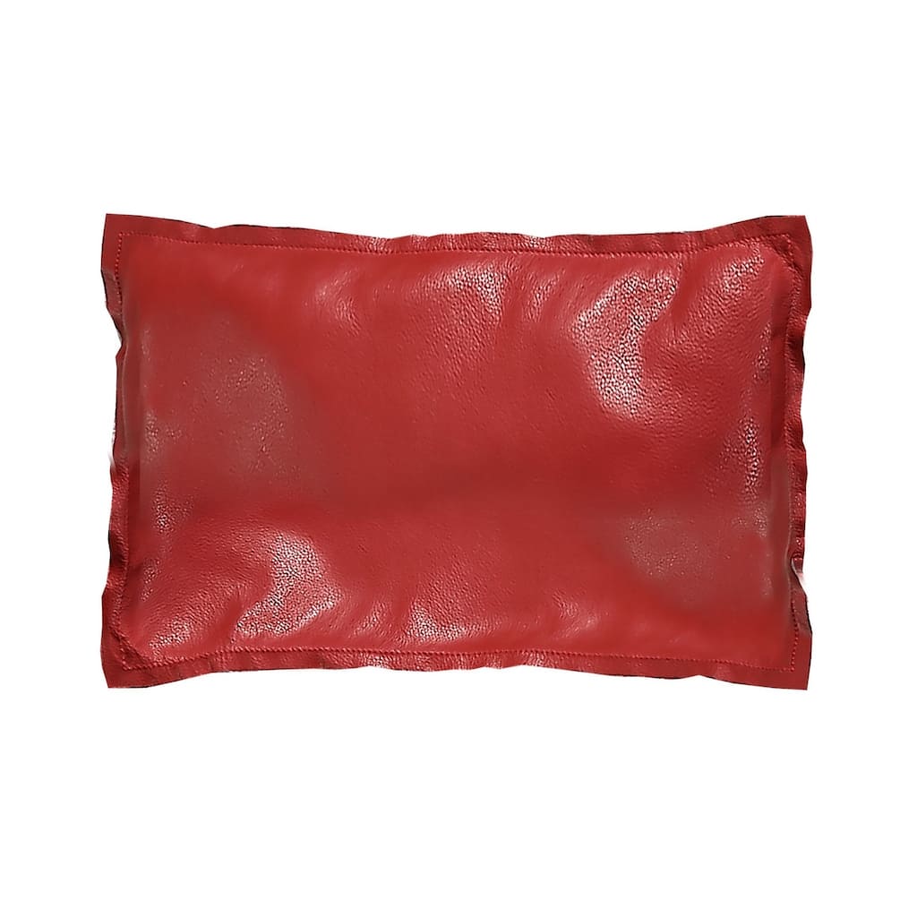 HiEnd Accents Red Pebble Leather Pillow, 16"x24"