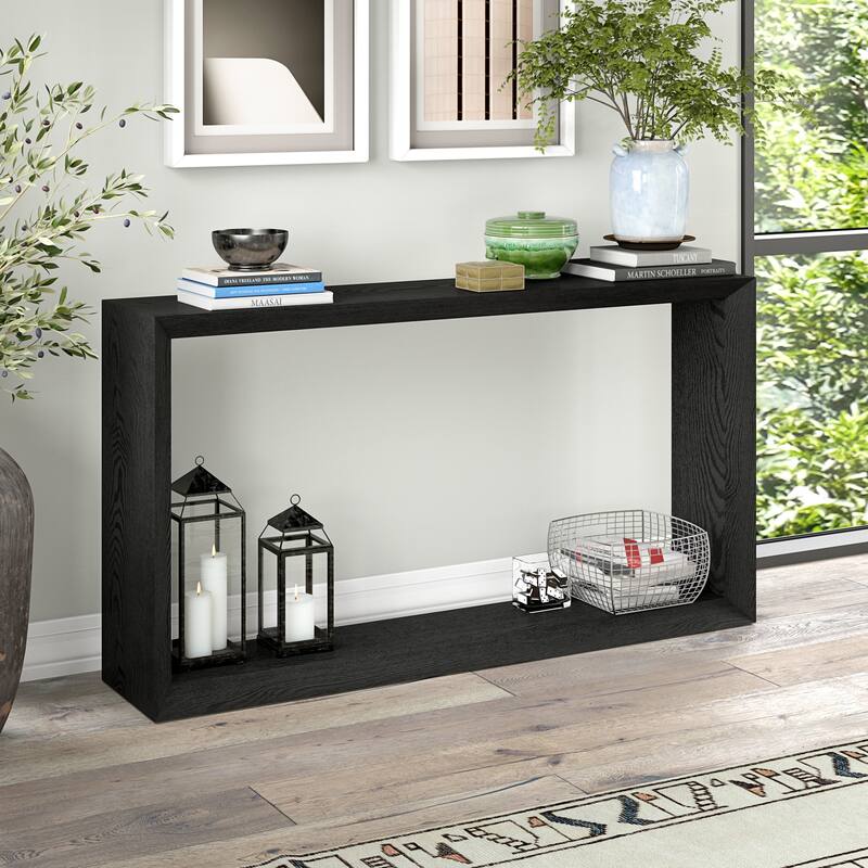 Osmond 55" Wide Rectangular Console Table - Black Grain