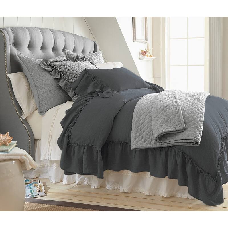 Caprice, Linen, Steel Blue, Duvet Cover - Steel Blue - Queen