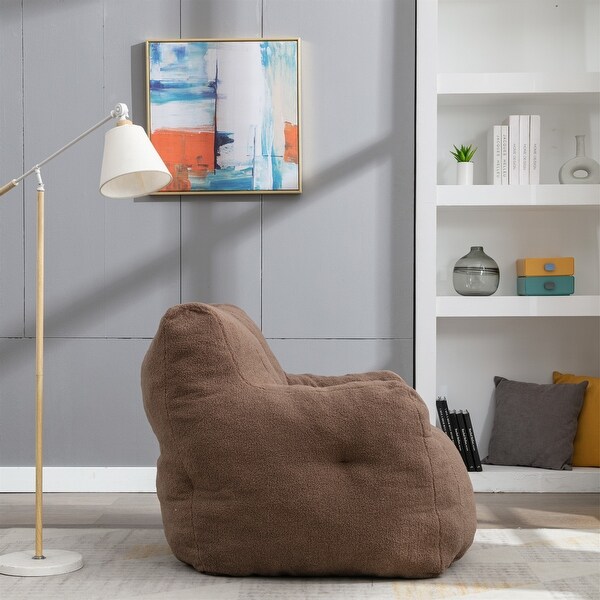 Soft Tufted Foam Bean Bag Teddy Fabric Single Sofa - 37