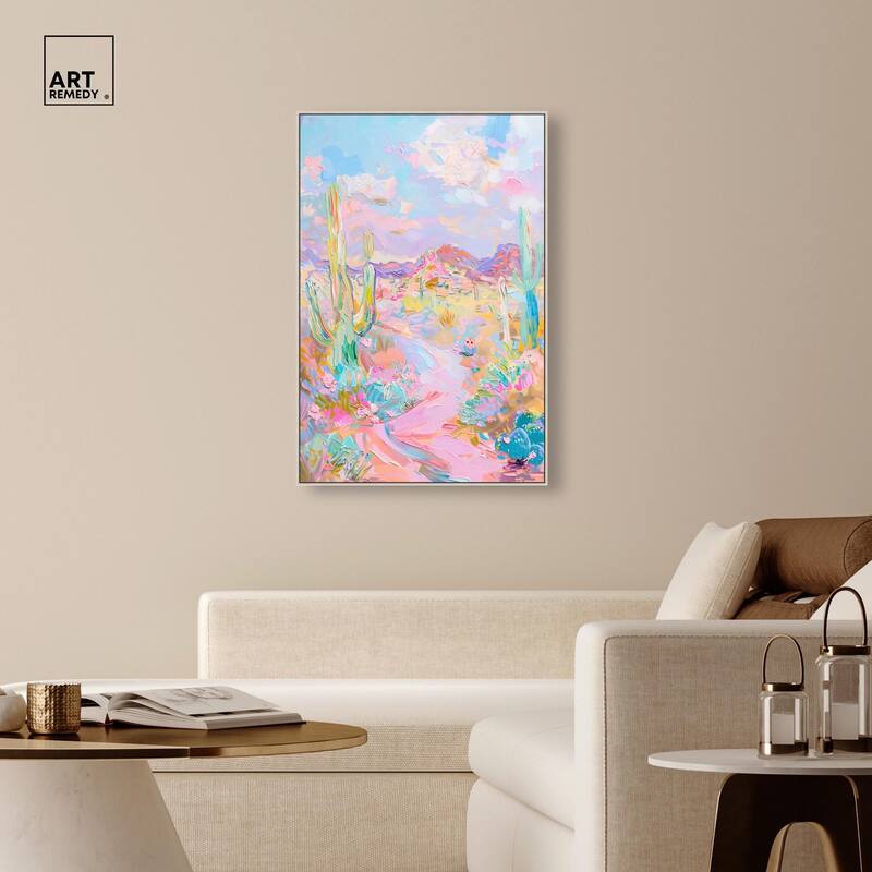 Pink and Teal Landscape Canvas by Art Remedy