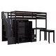 preview thumbnail 38 of 112, Space-Saving Wood Loft Bed with Storage Stairs & Wardrobe, Multifunctional Furniture Bed Frame with Desk & Drawers