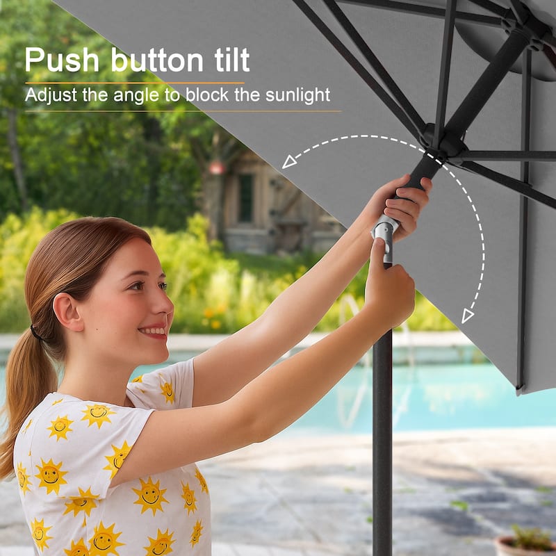LIVOOSUN 10 x 6.5ft Outdoor Market Patio Umbrella w/Tilt and Crank