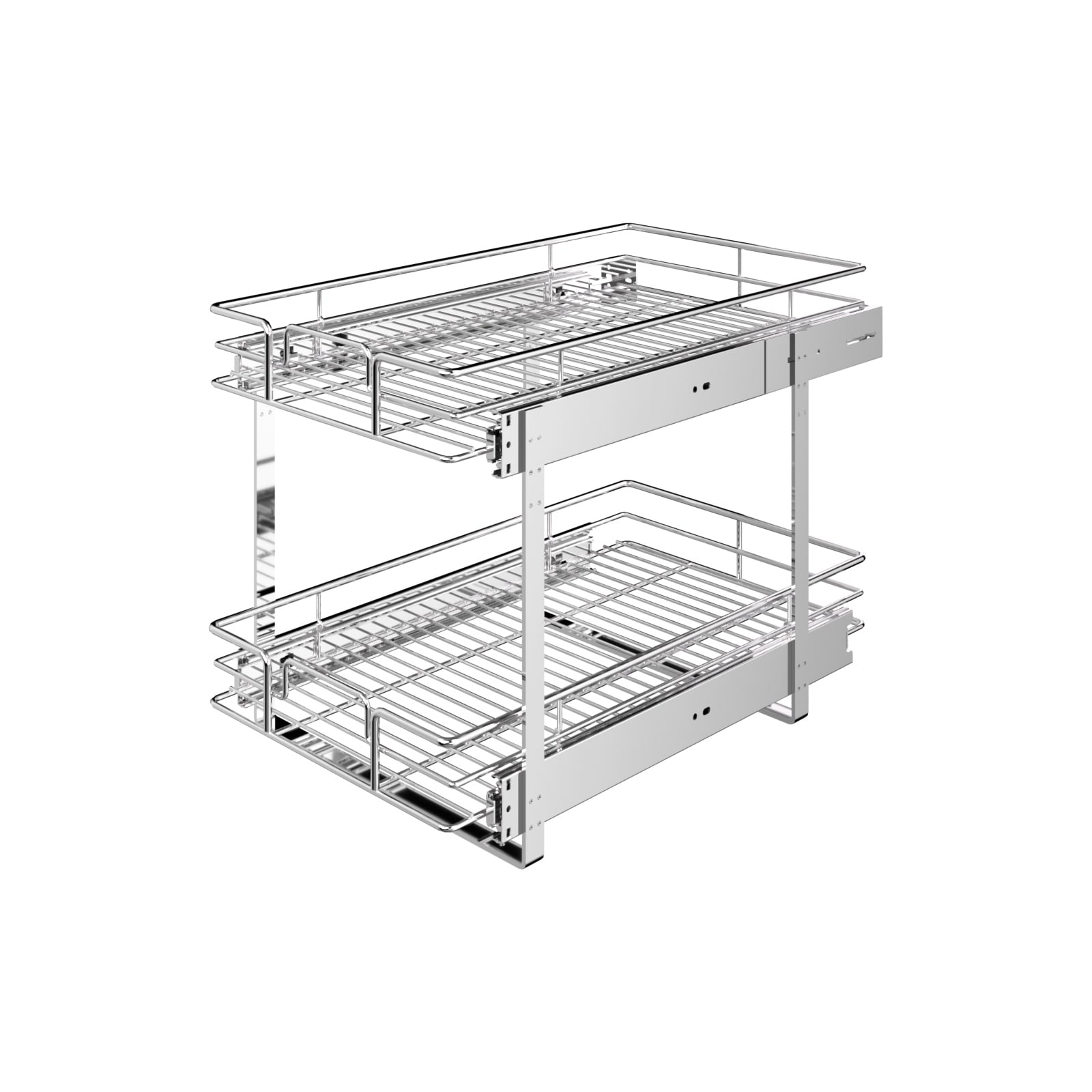 HomLux 2-Tier 11 in. W x 21 in. D Silver Metal Individual Pull Out Cabinet Organizer