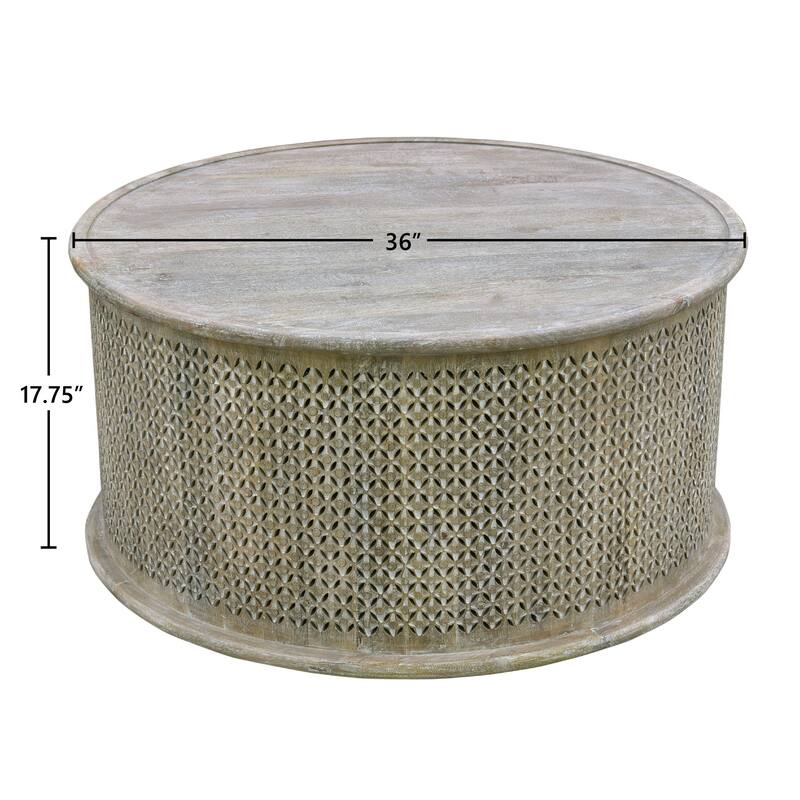 Sumter 36-inch Diameter Mango Wood Drum Coffee Table