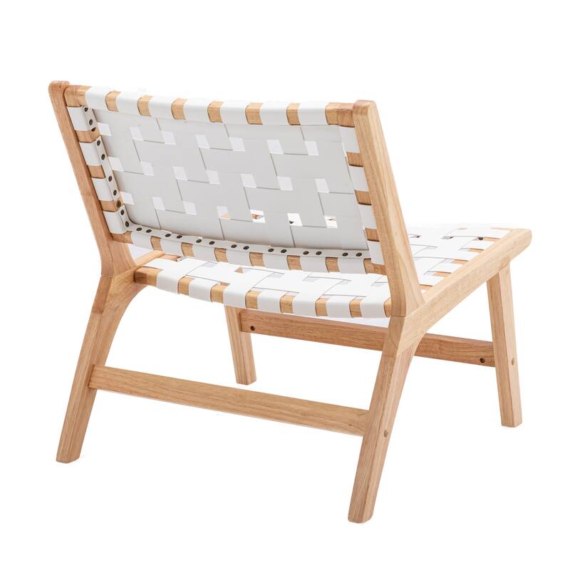 Wooden Living Room Lounge Chair With White Wool Carpet