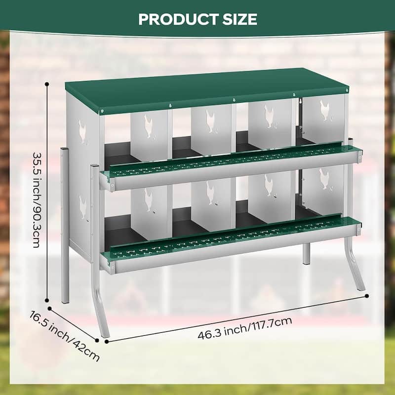 8 Compartment Nesting Box, Chicken Laying Box, with Bracket Legs