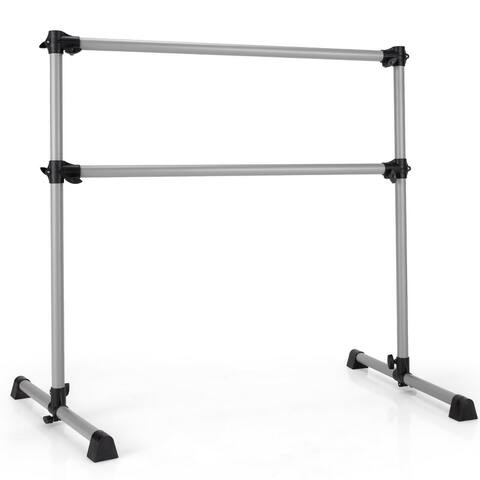4 ft Portable Double Freestanding Ballet Barre Dancing Stretching Black-Silver - 49" x 27.5" x 46" (L x W x H)