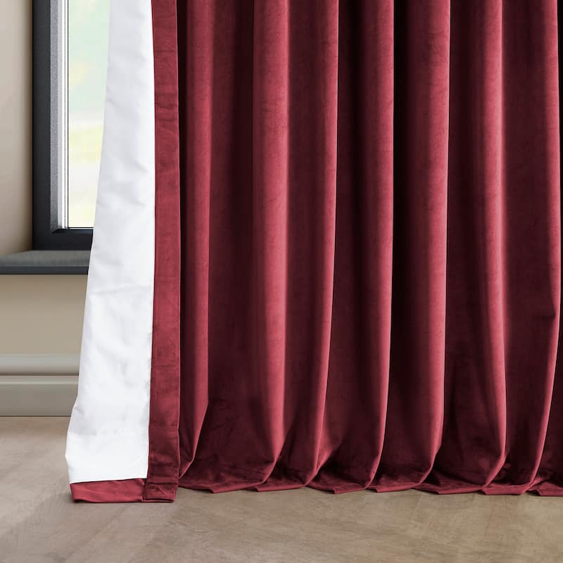 Exclusive Fabrics Heritage Plush Velvet Room Darkening Curtain (1 Panel) - Luxurious Single Drapery for Enhanced Room Darkening - 100 X 96 - Cinema Red