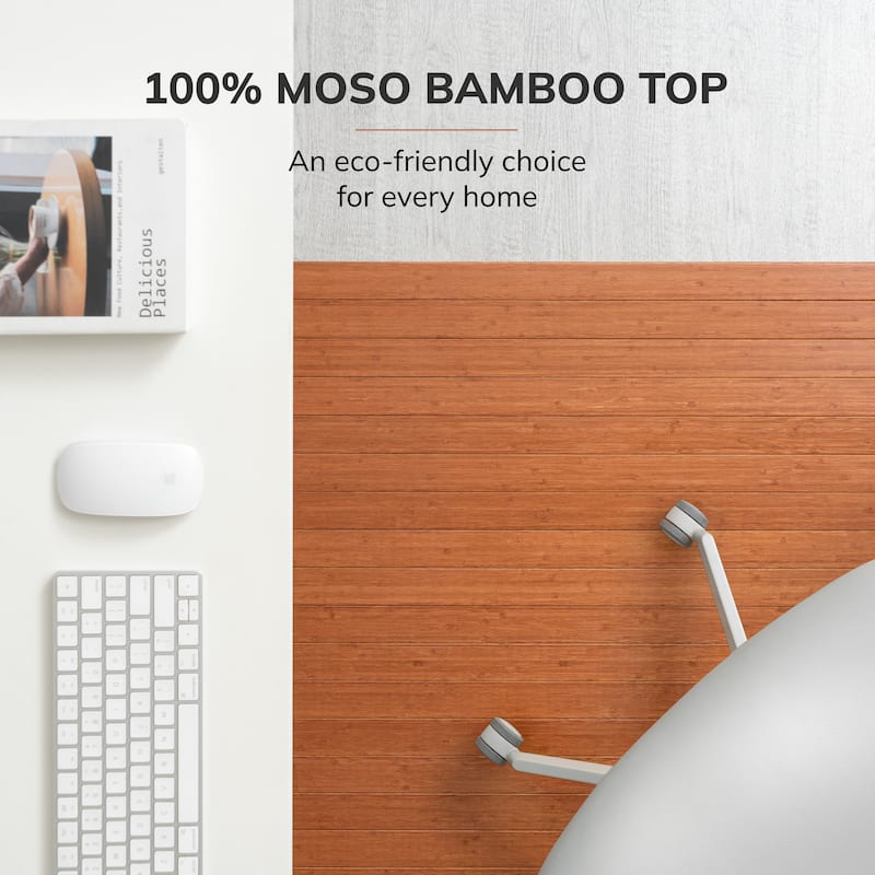Jani Eco Bamboo Roll-up Rectangular Chair Mat with Lip - Durable and Eco-Friendly Chair Mat