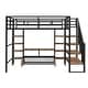 preview thumbnail 21 of 26, Full-Size Metal Loft Bed with Staircase, Built-In Low Storage Desk, and Multi-Tier Shelving for Space-Saving Versatility