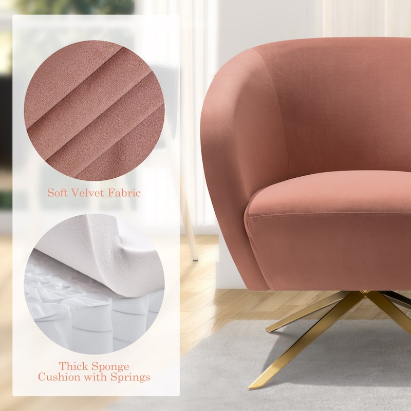 Modern Upholstered 360-degree Swivel Accent Chair Faux Leather Sofa Chair