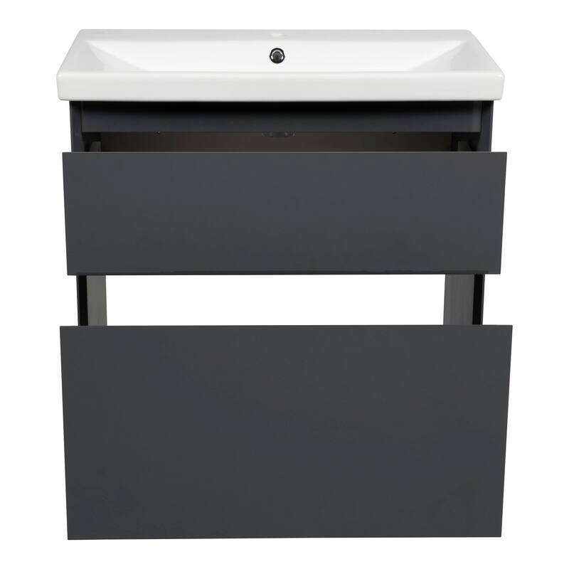 Modern Free standing Bathroom Vanity with Washbasin Elit Graphite Gloss Non-Toxic MDF-24"-Omega 40"