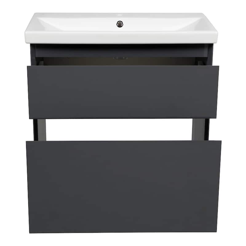 Modern Free standing Bathroom Vanity with Washbasin Elit Graphite Gloss Non-Toxic MDF-24"-Simple 24"