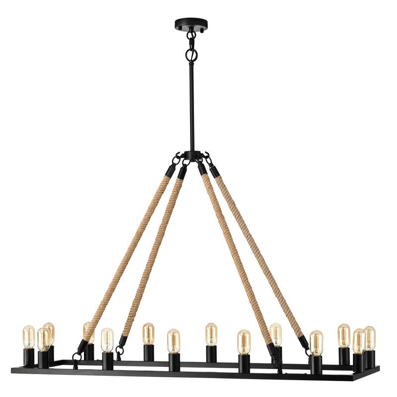 Kitchen Island Chandelier Linear Matte Black 14-Light