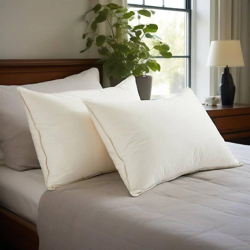 300TC Organic Cotton White Down Bed Pillow Medium Firm