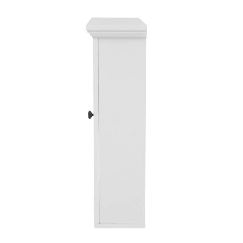 White MDF Wood Bathroom 1-Door Wall Storage Cabinet - 19.96" H x 20.87" W x 5.71" D