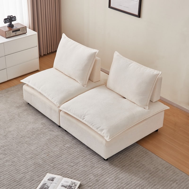 Armless Super Soft Chenille Modular Sofa Design (2 & 3 Seater)
