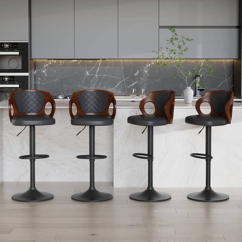 Swivel Bar Stools Set Kitchen Island Counter Height Bar Chairs Faux Leather Upholstered Armless Counter Stools