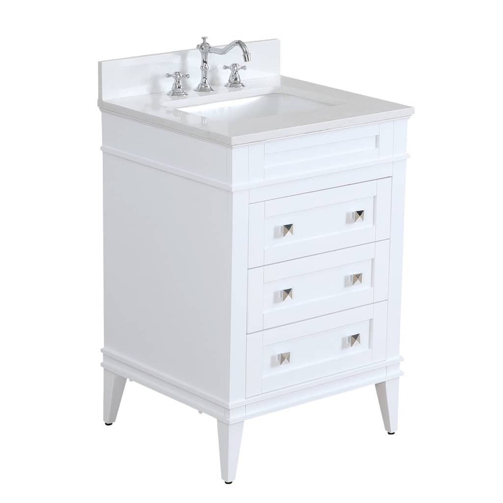 KitchenBathCollection Eleanor 24" Bathroom Vanity with Quartz Top