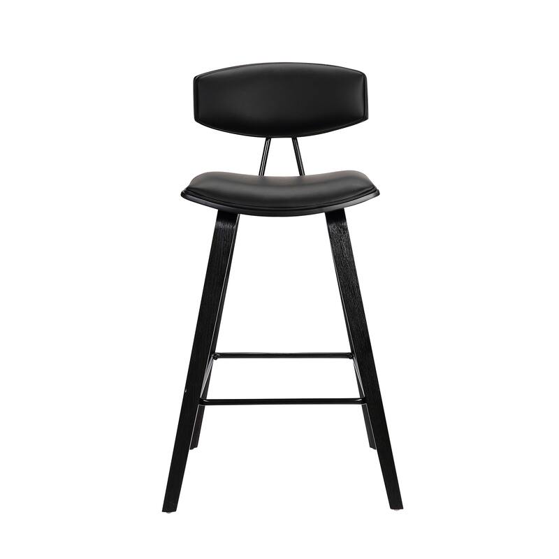 Fox 26" Counter Stool, Black Wood with Black Faux Leather