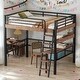 preview thumbnail 1 of 7, Metal Full Size Loft Bed with Built-in Desk, Storage Shelf, and Ladder, Black Black