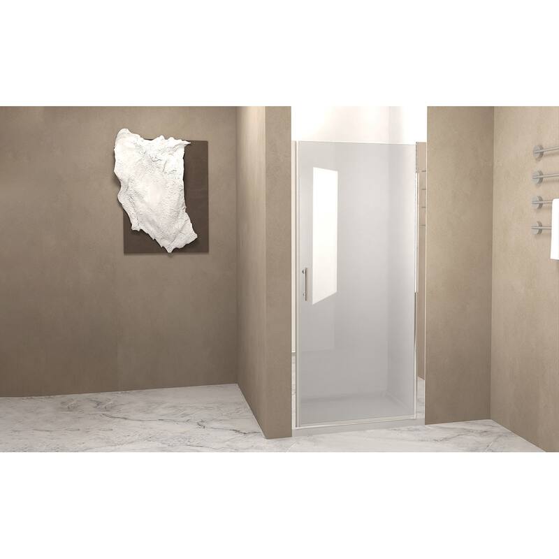 29-28"x 72" Pivot Shower Door, Aluminum Frame, Half Frame ,1/4"(6mm) Tempered Glass Explosion Proof Film