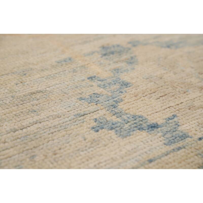 Floral Beige Vegetable Dye Oushak Turkish Rug Hand-Knotted Wool Carpet - 8'1"x 10'2"