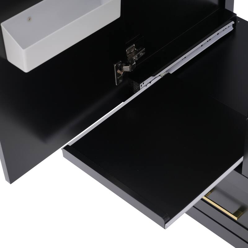 Multifunctional Storage Cabinet Bathroom Vanity with Removable Pull-out Tray, Door Storage Box and 3 Different Sizes Drawers