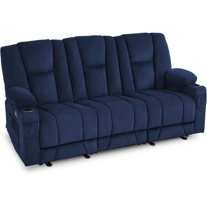 MCombo Electric Power Reclining Sofa with Massage and Lumbar Heat, Fabric 6015/6025/6035/6045