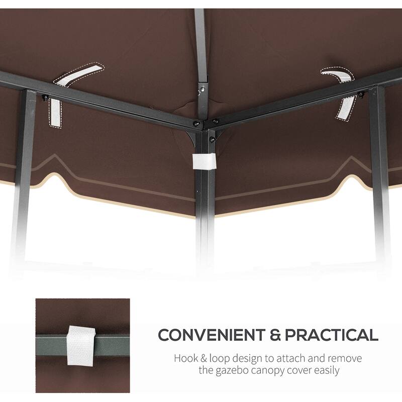 10x10 Ft Double Tiered Outdoor Patio Gazebo Replacement Canopy with UV Protection and Mosquito Netting