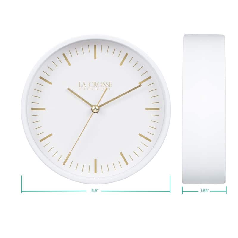 La Crosse 404-3715 6" Etta Silent Quartz Analog Metal Wall/Table Clock