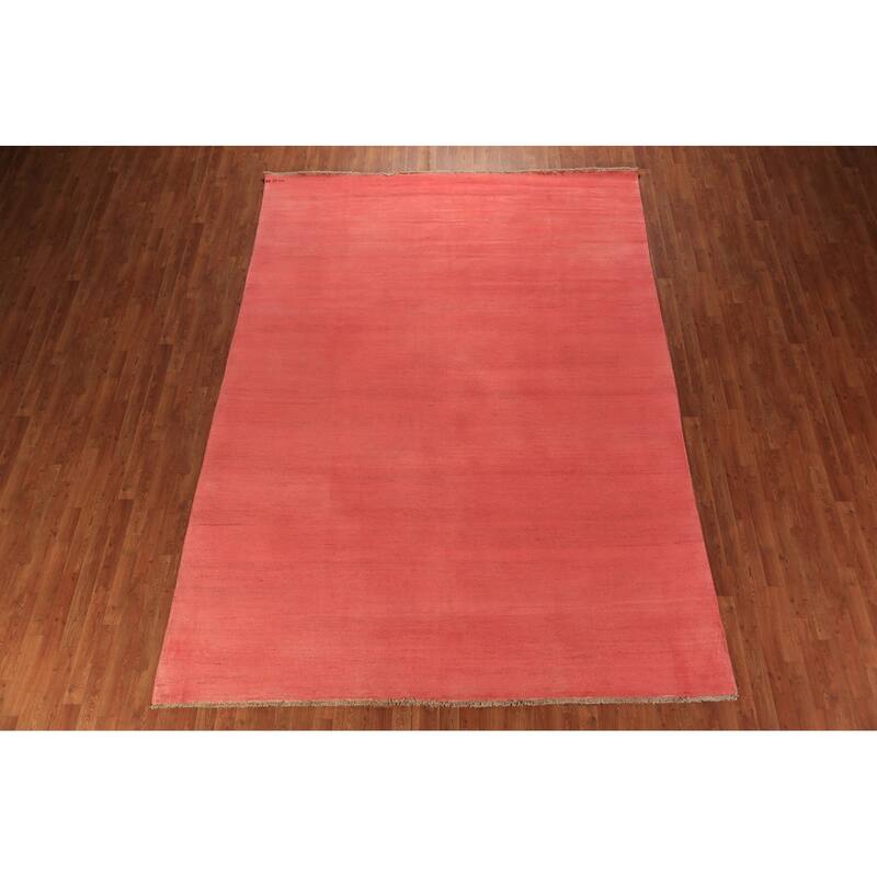Pink Salmon Modern Gabbeh Oriental Area Rug Handmade Wool Carpet - 8'1" x 11'4"