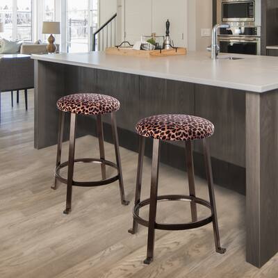 24in Animal Print Barstool,Round Backless,leopard/zebra bar Stool