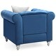 preview thumbnail 4 of 2, Solid Jeweled Tufted Velvet Accent Chair with Throw Pillow - 38" - Blue