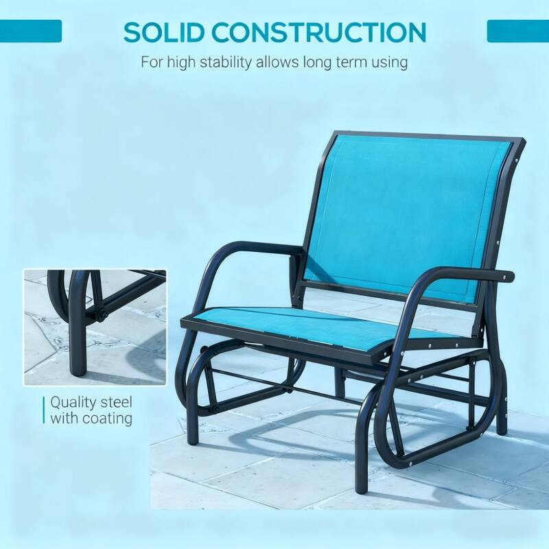 GDFStudio Outdoor Evadne Mesh Outdoor Glider Chair for Smooth Rocking