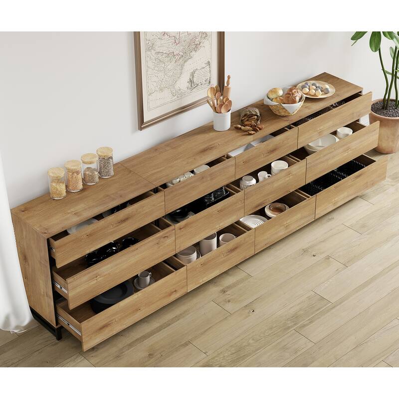 Modern TV Stand for TVs up to 120 inches, 3 in 1 TV Console with 12 Drawers, Media Console with Adjustable Shelf for Living Room