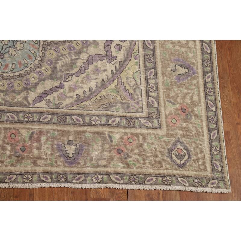 Traditional Blue Medallion Tabriz Persian Rug Hand-Knotted Wool Carpet - 8'2"x 11'0"